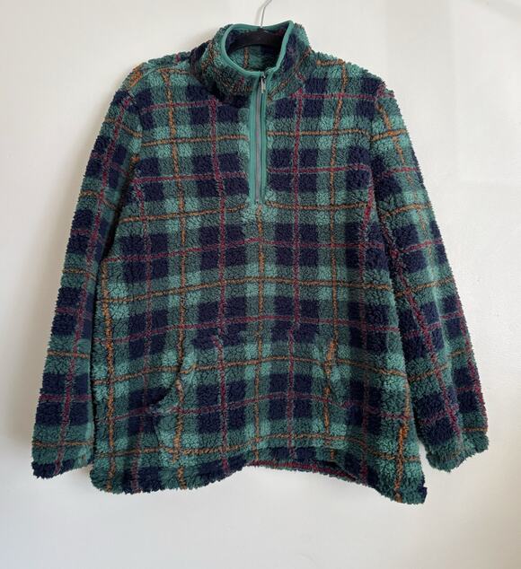 Style&Co Sweaters - Green and Blue Style & Co. Checkered Plaid Fleece 1/4 Zip Sweatshirt 1X